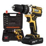 SNJUE 24-in-1 Cordless Drill Set 21V Brushless Motor 25+1 Torque 3/8" Keyless Chuck