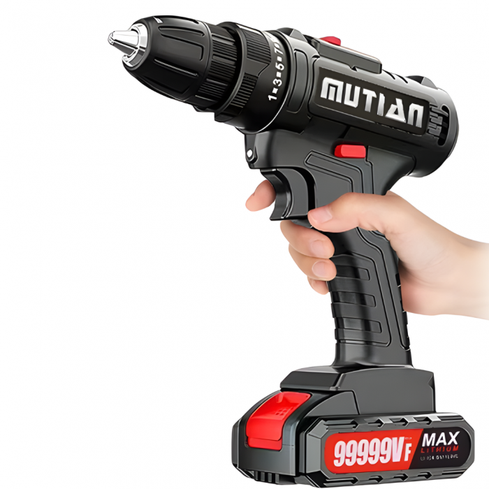 MUTIAN 12V Cordless Drill Set 28-Piece 25+1 Torque 2-Speed w/ LED Light