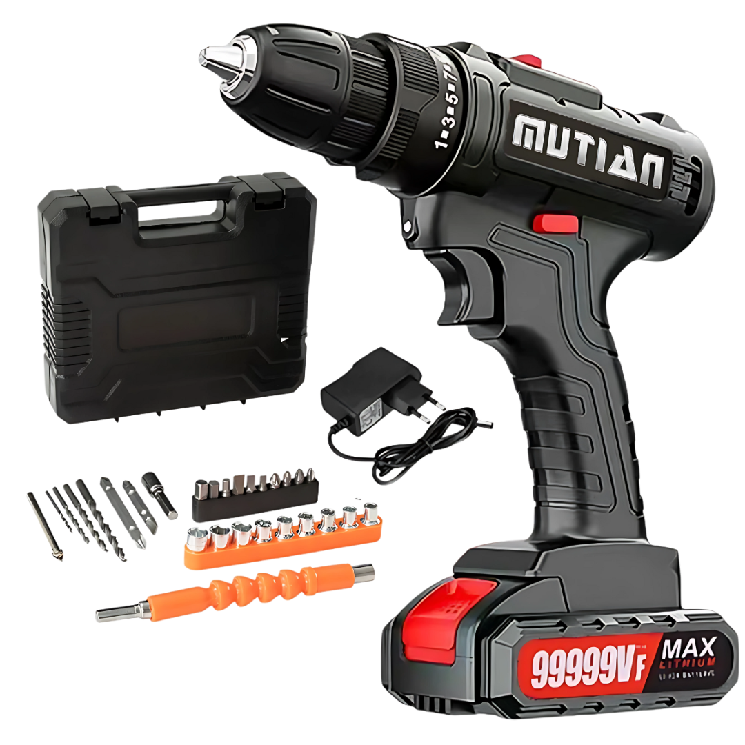 MUTIAN 12V Cordless Drill Set 28-Piece 25+1 Torque 2-Speed w/ LED Light
