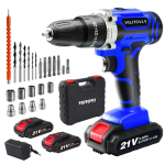 VOITCYN 21V Cordless Drill with 2Ah Battery 40N.m Torque 25+1 Clutch & 23PC Kit