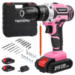 VOITCYN 21V Cordless Drill with 2Ah Battery 40N.m Torque 25+1 Clutch & 23PC Kit