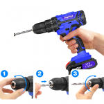 DayPlus 21V Cordless Drill 45Nm Brushless Motor 2-Speed 25+1 Torque with 26PC Kit