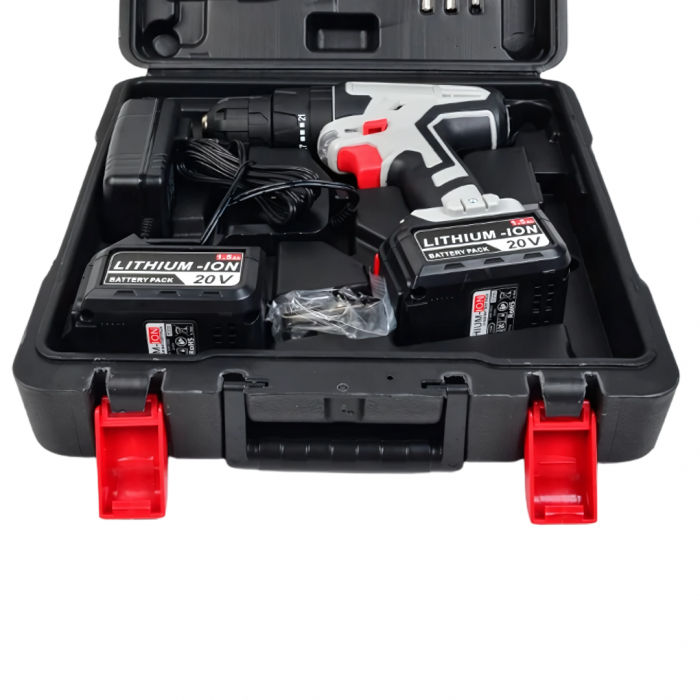 NEOPOWER 20V Cordless Impact Drill with 10mm Chuck 21+3 Torque 1500mAh Battery