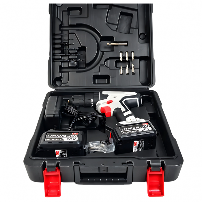 NEOPOWER 20V Cordless Impact Drill with 10mm Chuck 21+3 Torque 1500mAh Battery