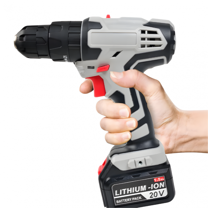 NEOPOWER 20V Cordless Impact Drill with 10mm Chuck 21+3 Torque 1500mAh Battery