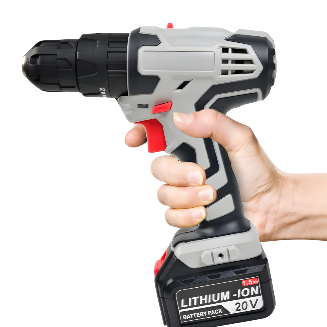 NEOPOWER 20V Cordless Impact Drill with 10mm Chuck 21+3 Torque 1500mAh Battery