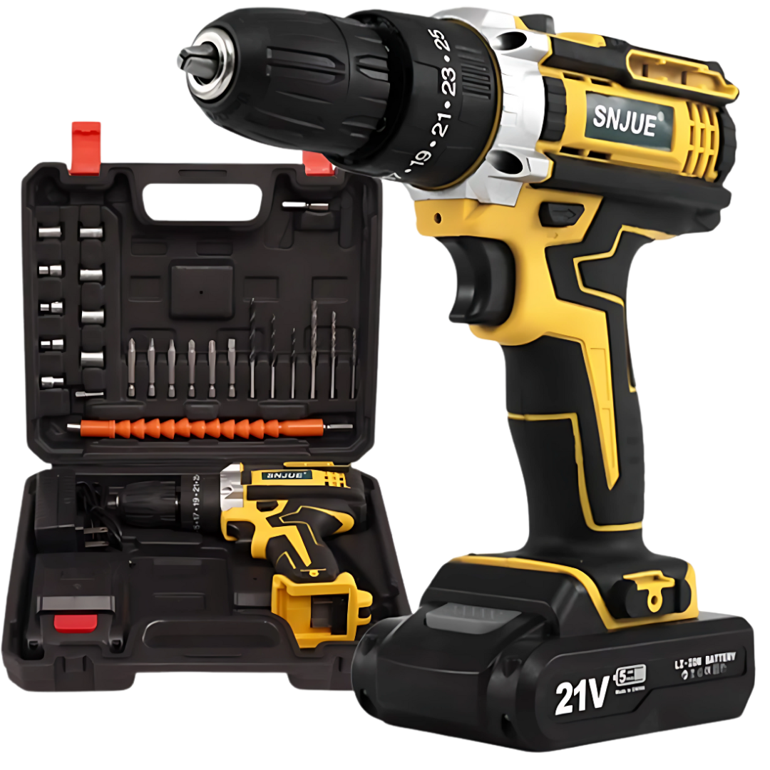 SNJUE 24-in-1 Cordless Drill Set 21V Brushless Motor 25+1 Torque 3/8" Keyless Chuck