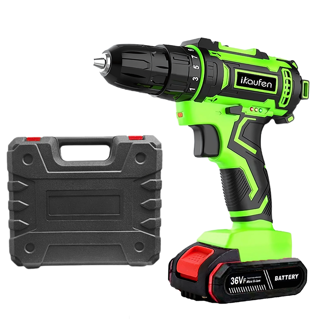 IKOWEN 36V Cordless Drill with Lithium Battery Impact Driver for Wood Metal Concrete