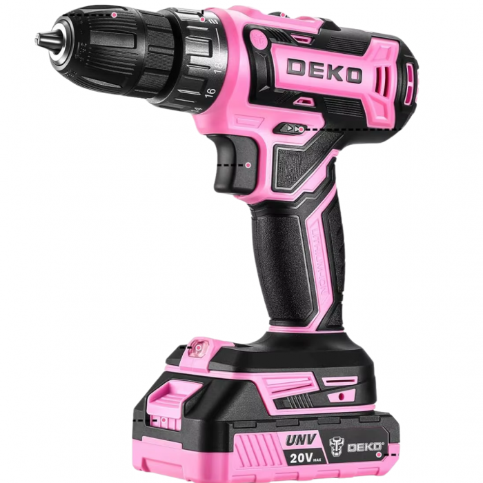 DOKO 20V Pink Cordless Drill Set for Women with 40Nm Torque 2 Speeds & 18+1 Settings