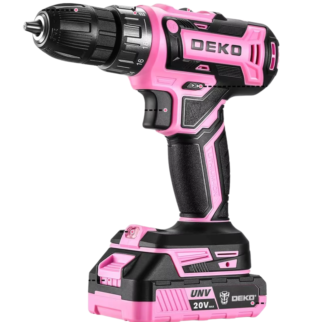 DOKO 20V Pink Cordless Drill Set for Women with 40Nm Torque 2 Speeds & 18+1 Settings