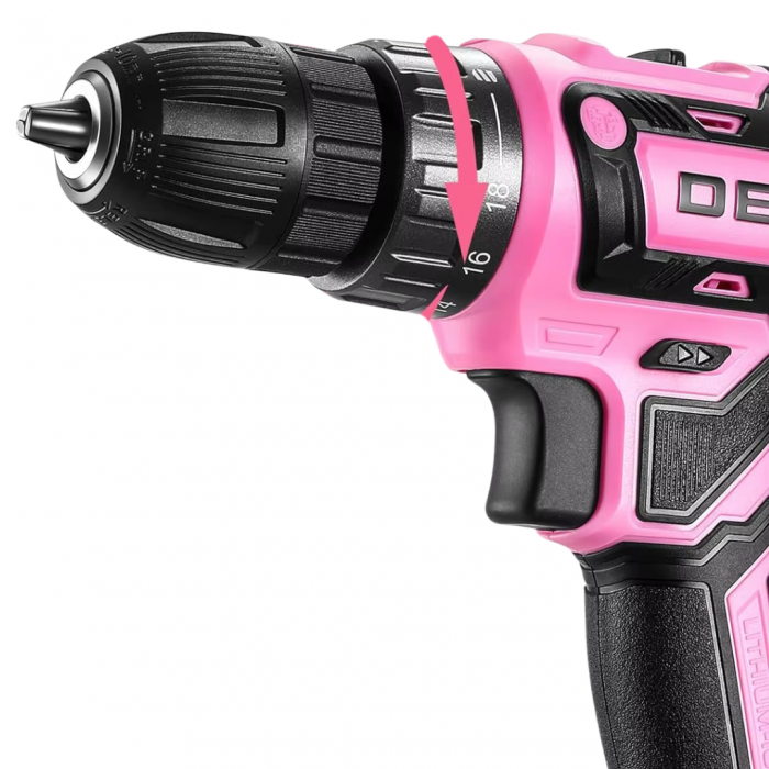 DOKO 20V Pink Cordless Drill Set for Women with 40Nm Torque 2 Speeds & 18+1 Settings