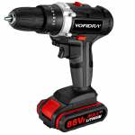 YOFIDRA 21V Cordless Impact Drill 25+3 Torque 1600RPM 3-Mode 10mm Chuck 2 Batteries