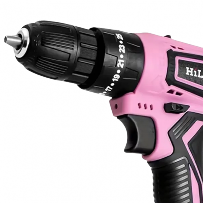 HILDA XTE018 21V Cordless Drill 25+1 Torque 2-Speed 1500RPM Keyless Chuck Pinkz