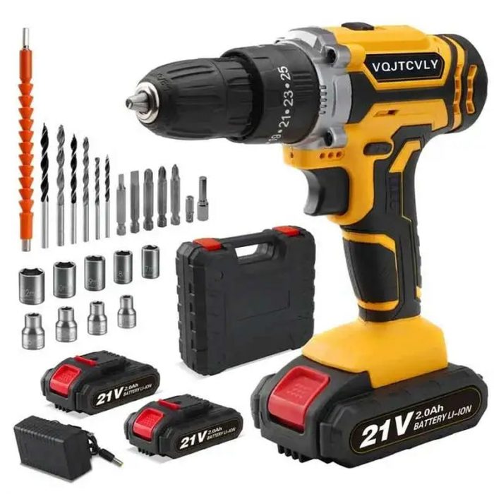 VOITCYN 21V Cordless Drill with 2Ah Battery 40N.m Torque 25+1 Clutch & 23PC Kit