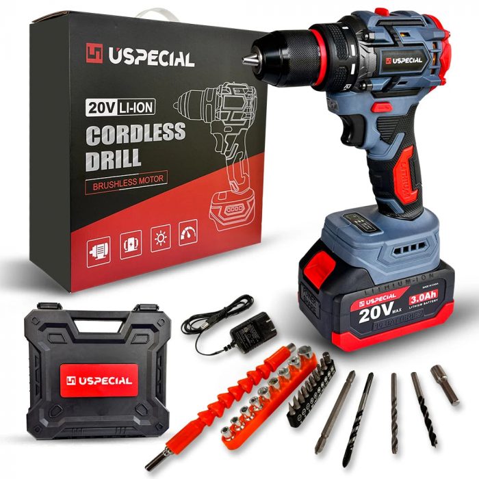 USPECIAL 20V Brushless Cordless Drill with 3.0Ah Battery – Industrial & Home Use