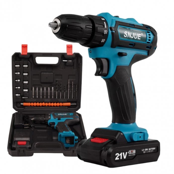 SNJUE 24-in-1 Cordless Drill Set 21V Brushless Motor 25+1 Torque 3/8" Keyless Chuck